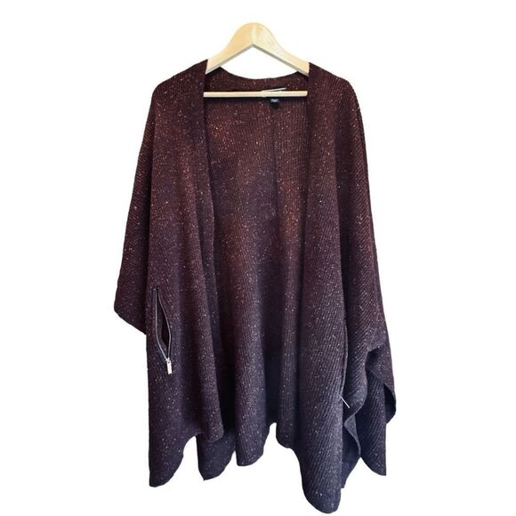 NEW. LAND’S END. Burgundy Tiered Speckled Jacket. One Size. - Picture 1 of 13